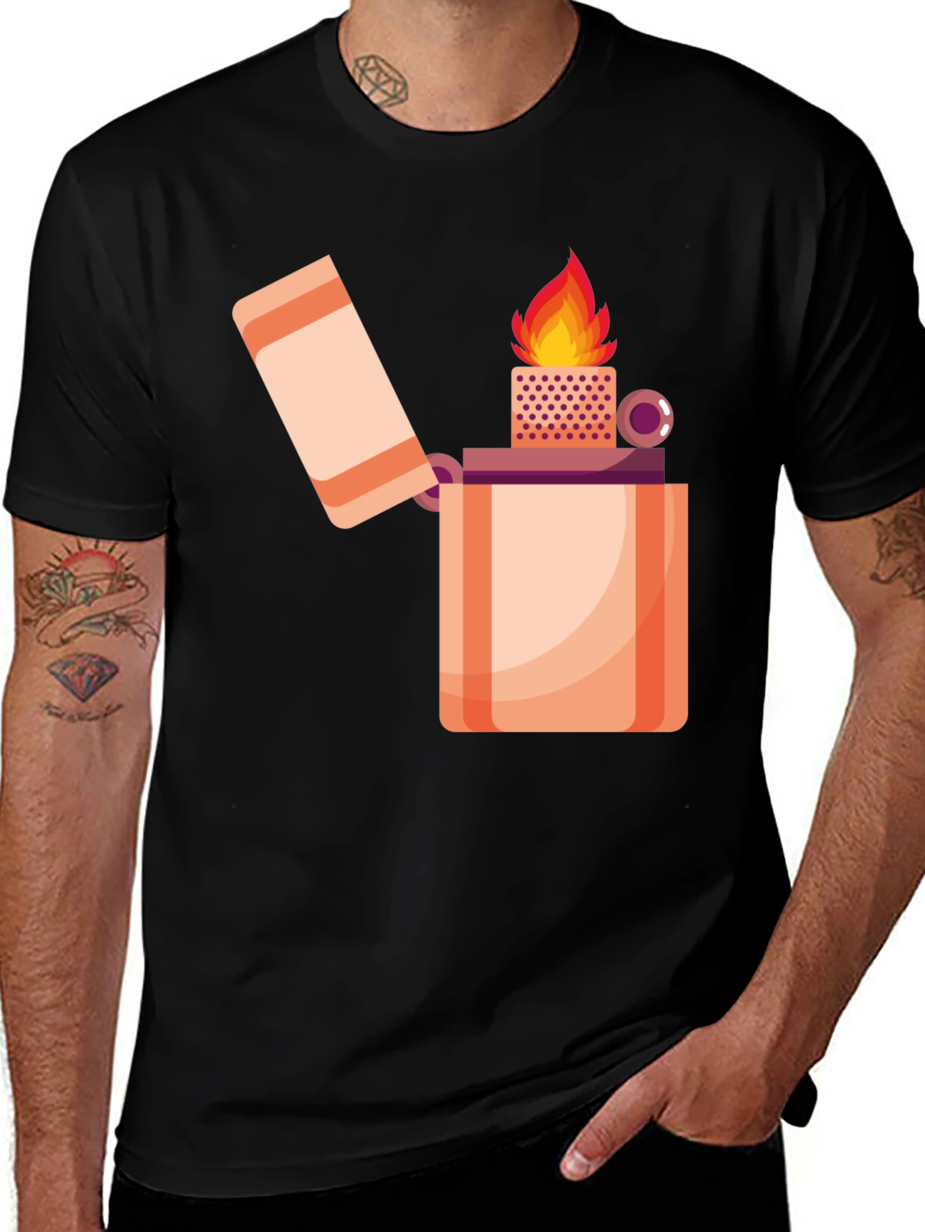 Variant 17 of Cool Lighter Graphic Tee - Stylish Black T-Shirt