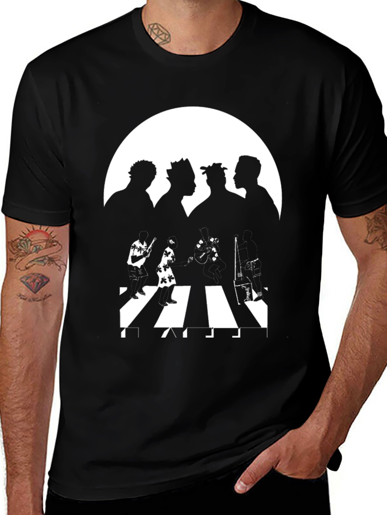 Hip Hop Group Abbey Road Style Black T-Shirt