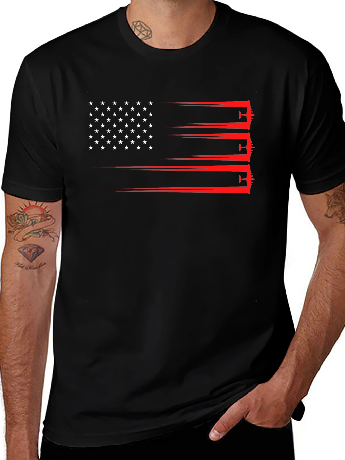 American Flag Airplane T-Shirt - Patriotic Aviation Tee