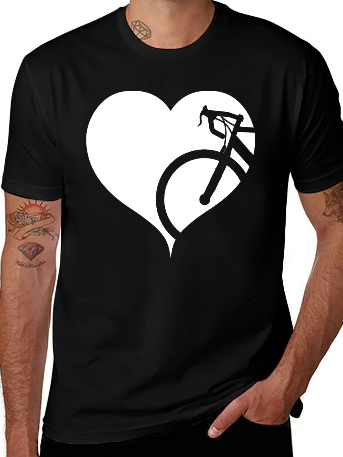 Variant 8 of Cycling Heart T-Shirt - Black Bike Love Tee