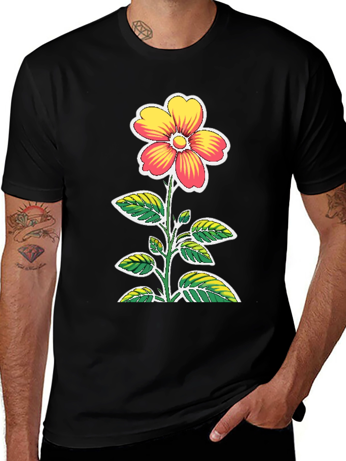 Variant 23 of Floral Graphic Black T-Shirt
