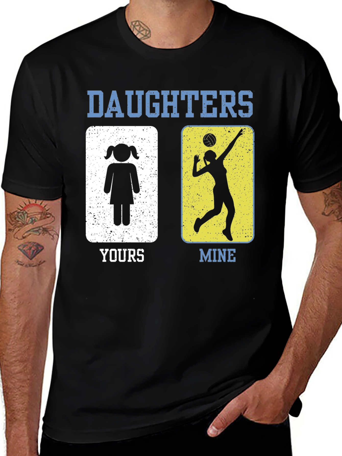 Daughters Volleyball Graphic Tee - Fun Dad Shirt