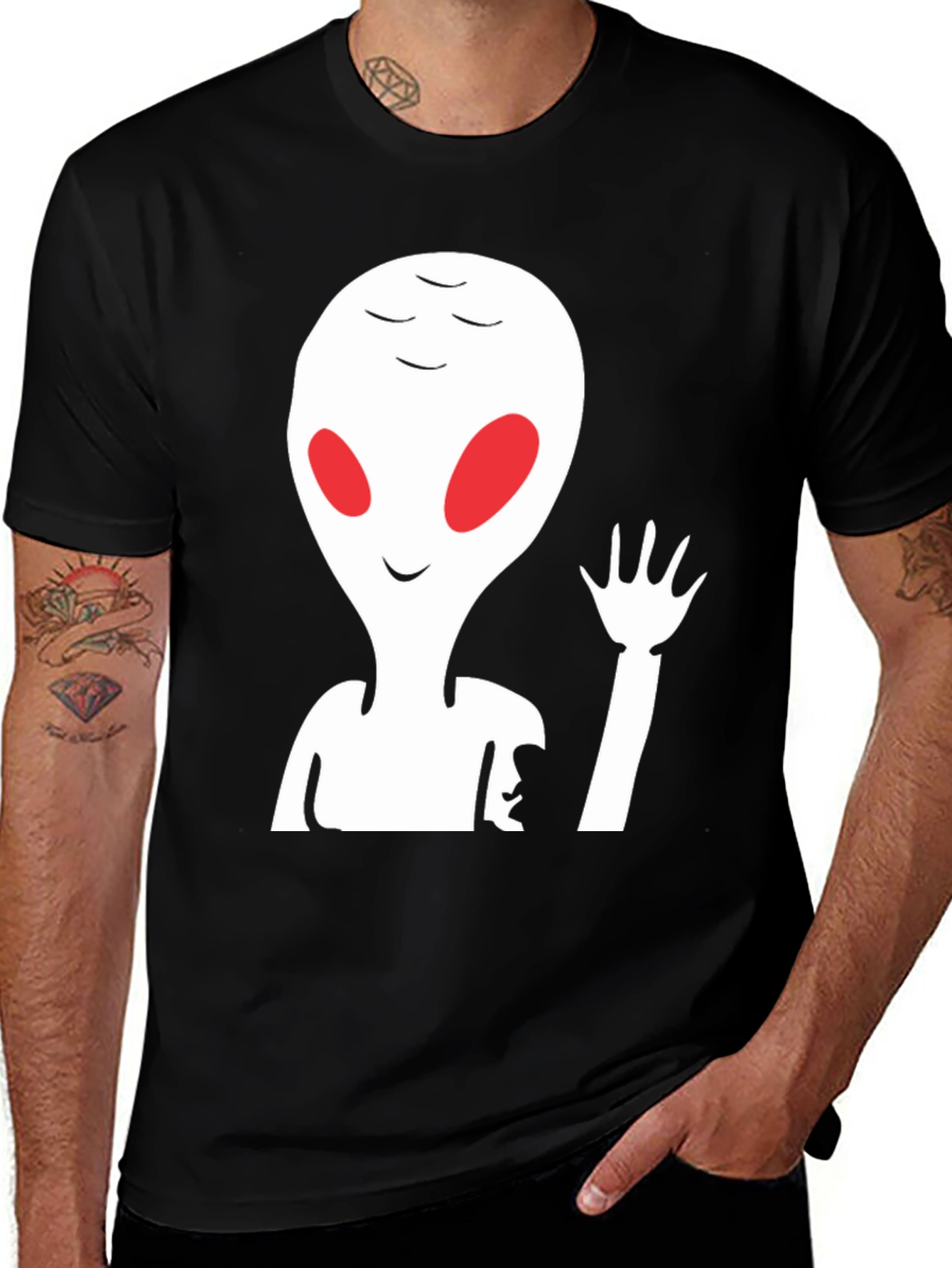 Variant 5 of Alien Graphic Print Crew Neck Tee