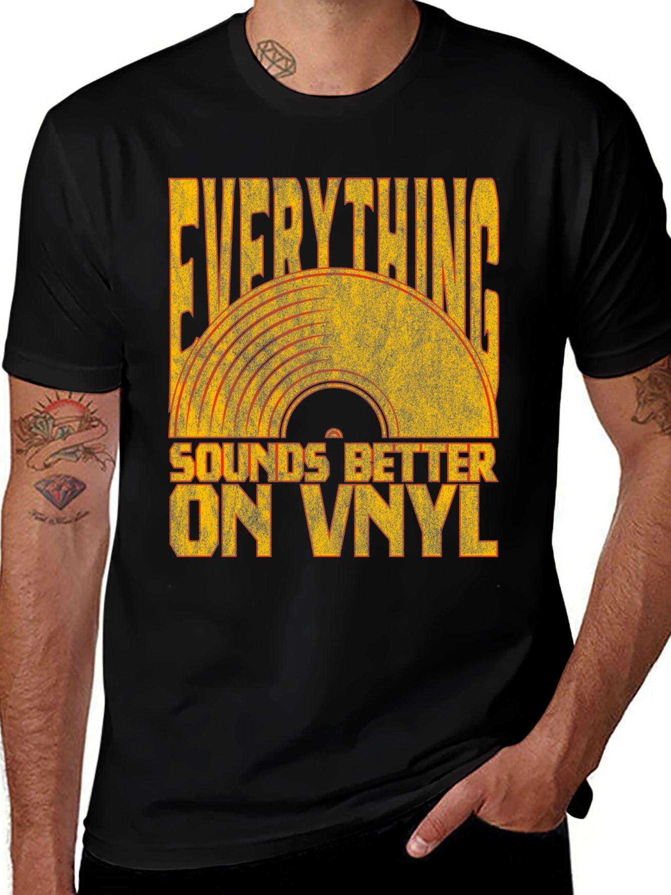 Variant 22 of Everything Sounds Better on Vinyl T-Shirt - Retro Music Tee