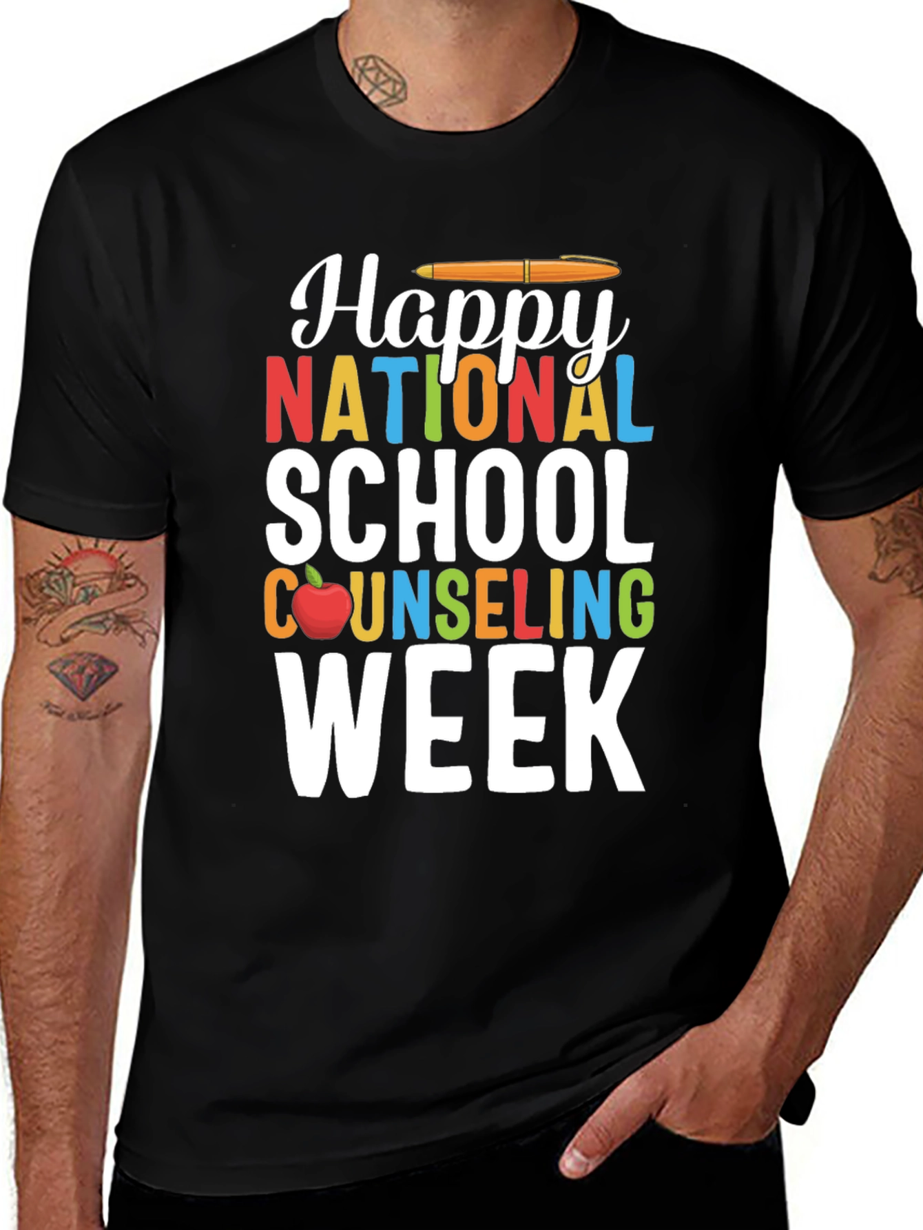 Black Happy National School Counseling Week T-Shirt main image