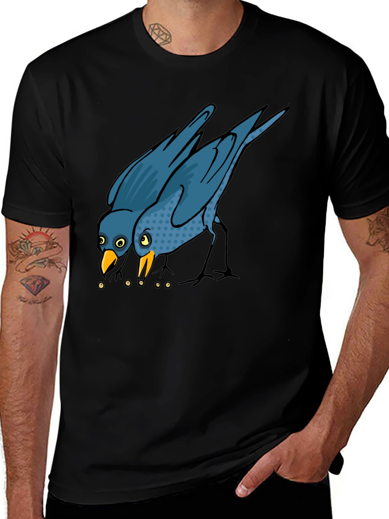 Variant 19 of Two Blue Birds Black T-Shirt