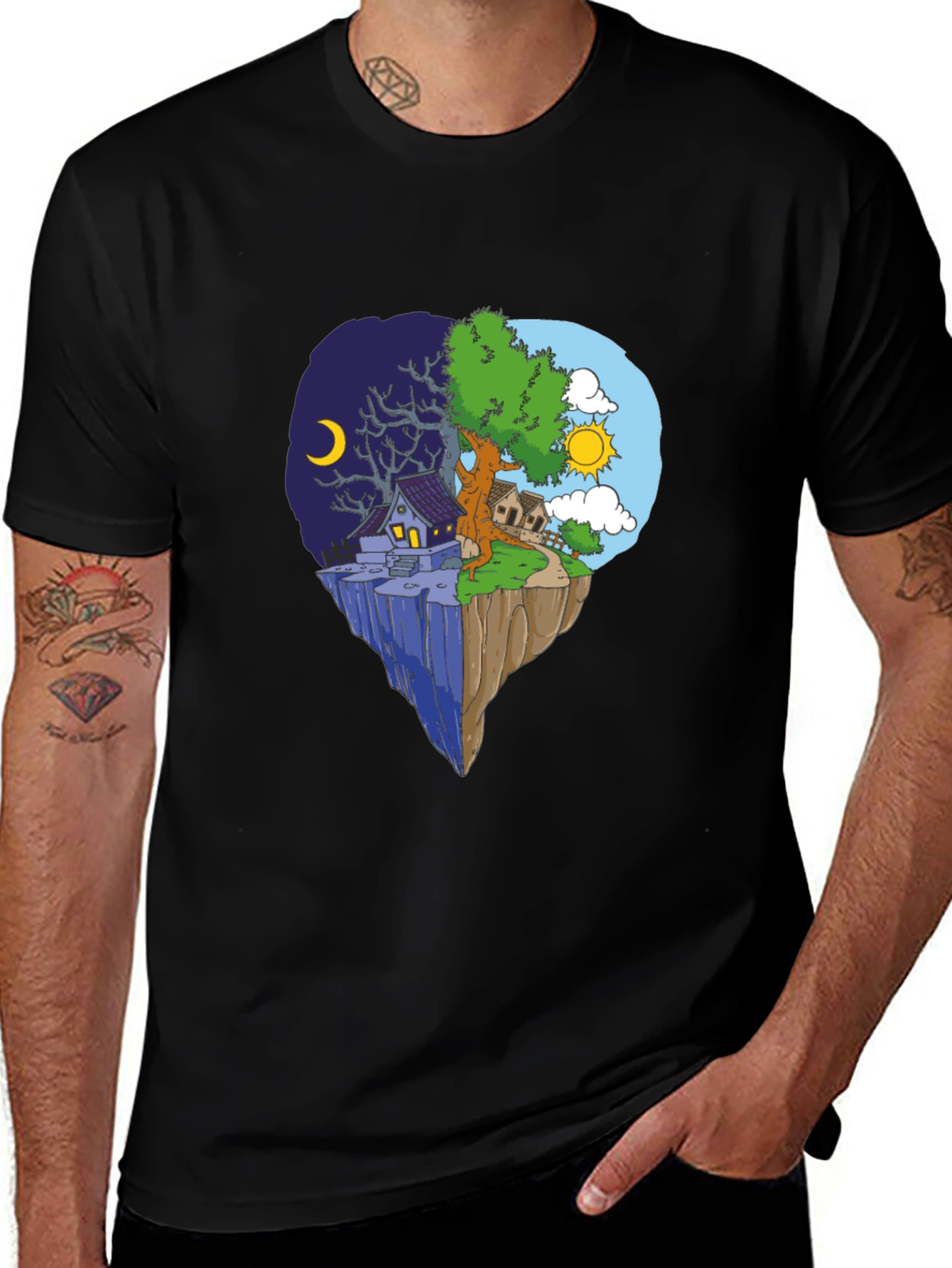 Variant 10 of Day and Night Graphic Tee - Fantasy World T-Shirt
