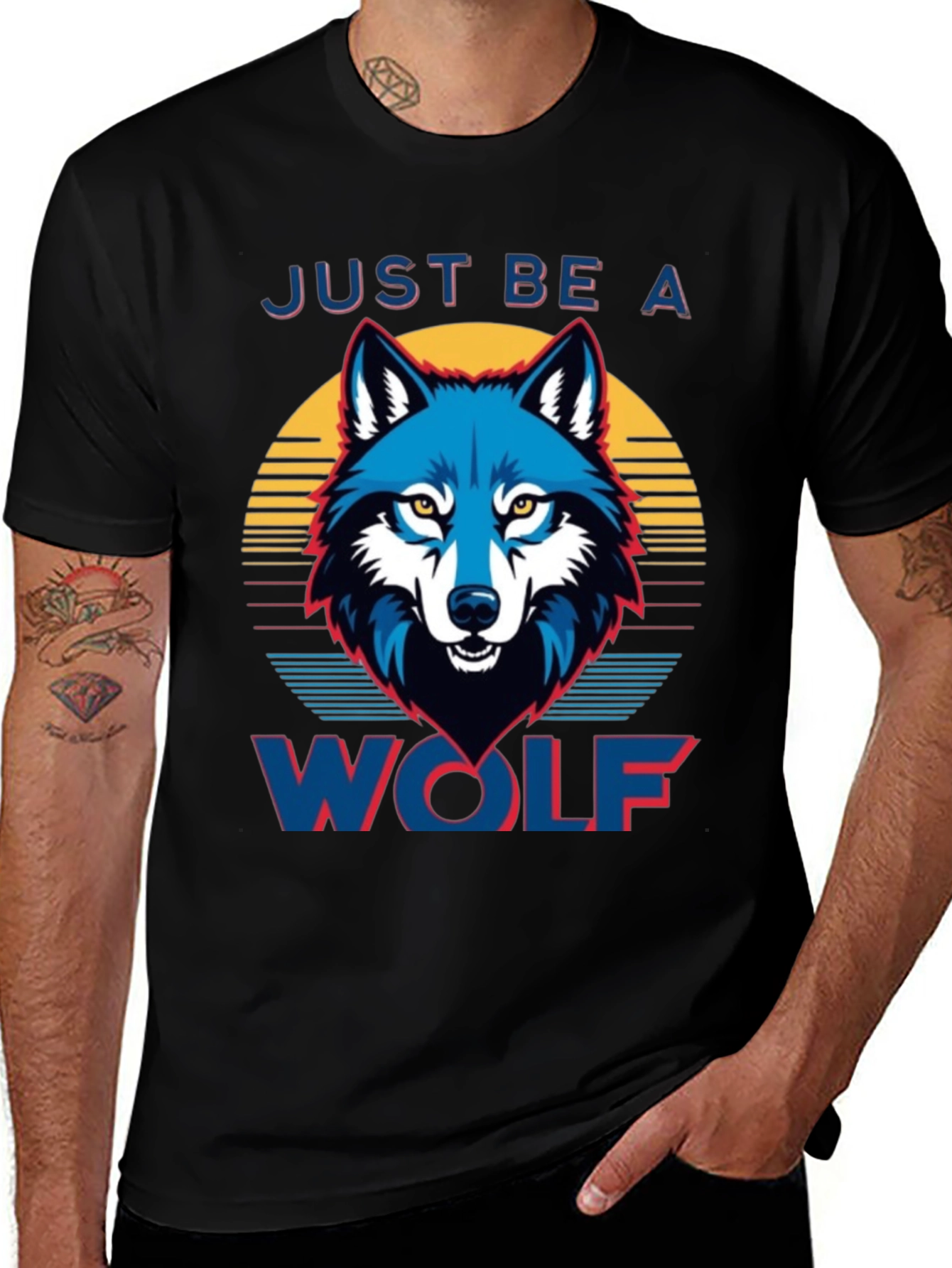 Variant 2 of Just Be A Wolf Graphic Tee - Retro Style