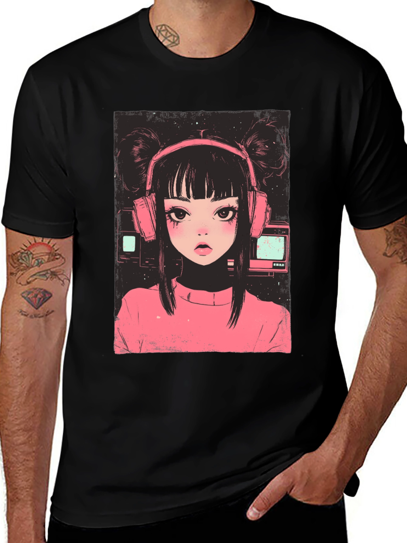 Variant 12 of Anime Girl with Headphones Graphic T-Shirt