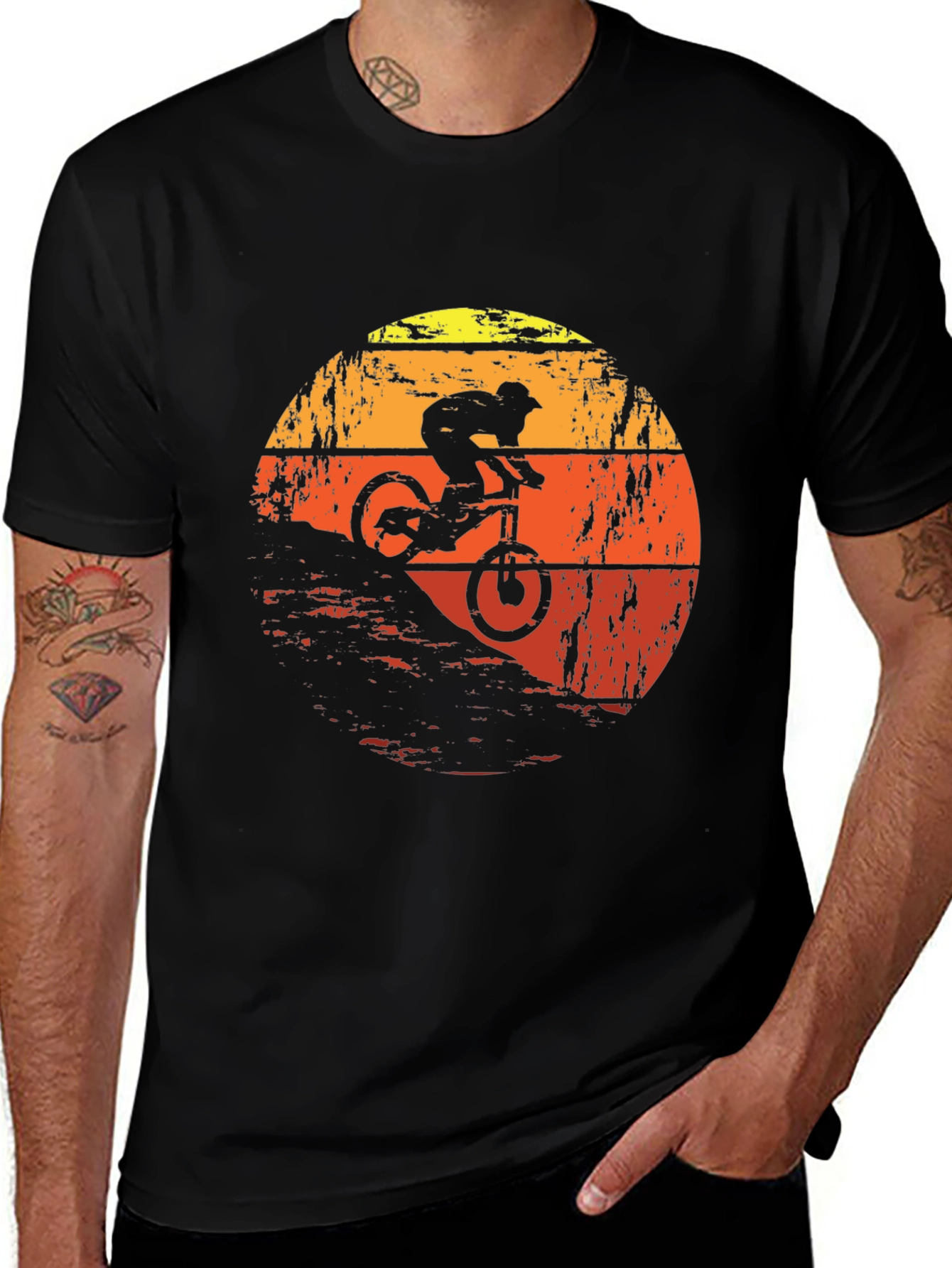 Variant 23 of Mountain Bike Sunset Graphic Tee - Black