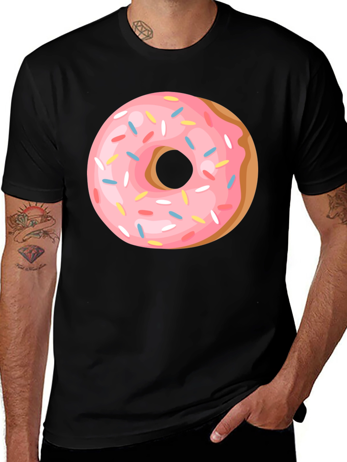 Black Donut Graphic Tee - Casual Black T-Shirt main image