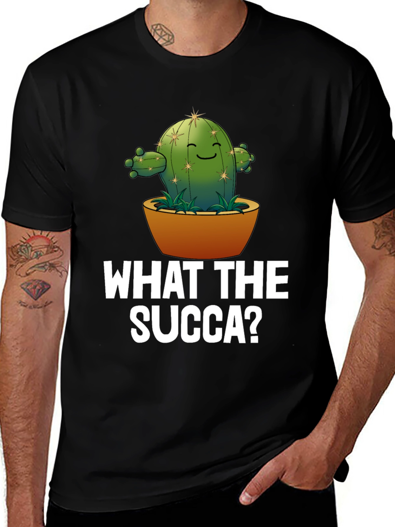 Variant 10 of What the Succa? Cactus Humor Graphic T-Shirt