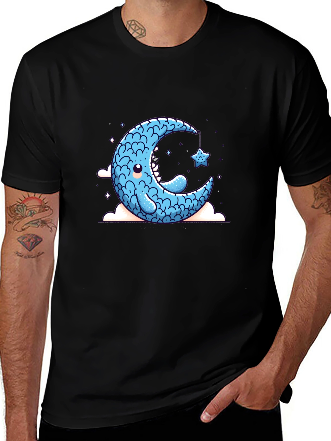 Variant 28 of Cute Moon & Star Black T-Shirt