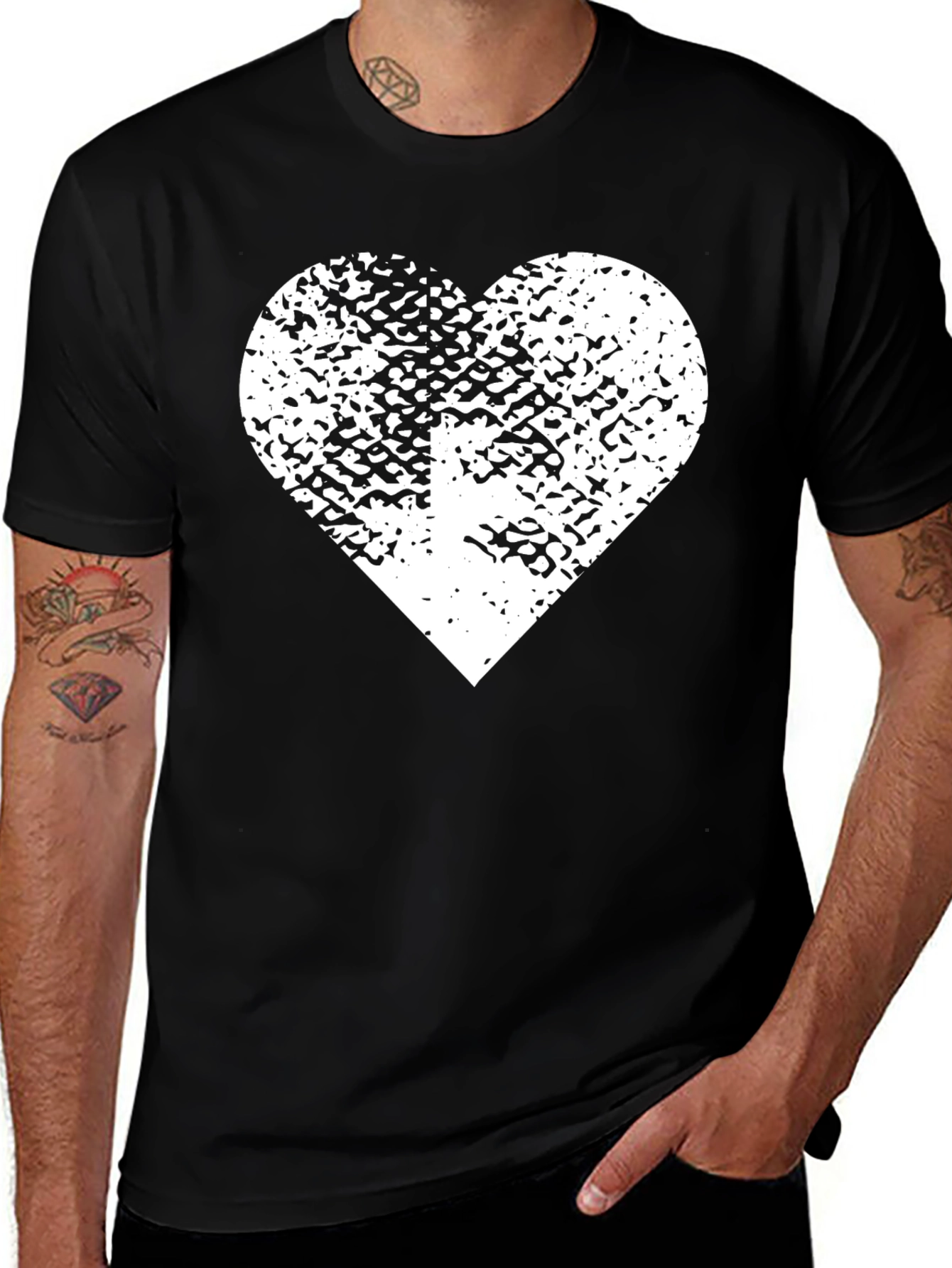 Variant 9 of Heart & Cross Graphic T-Shirt - Distressed Print