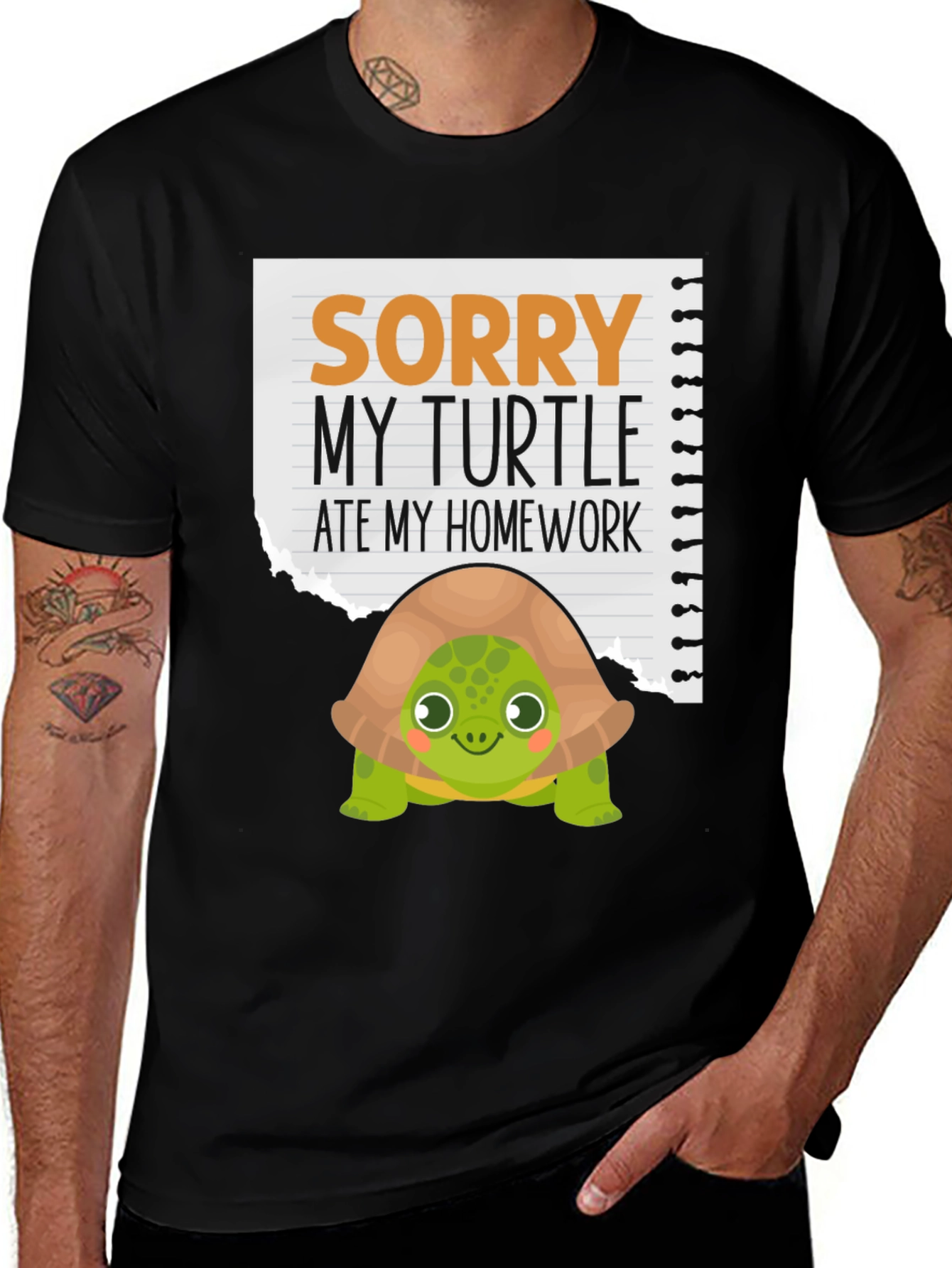 Black Turtle Ate My Homework T-Shirt main image