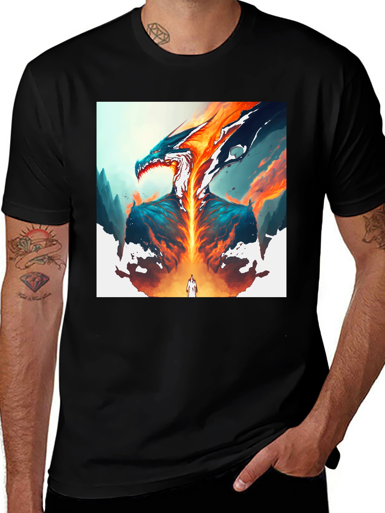 Variant 17 of Dragon Fire Graphic Tee - Epic Design