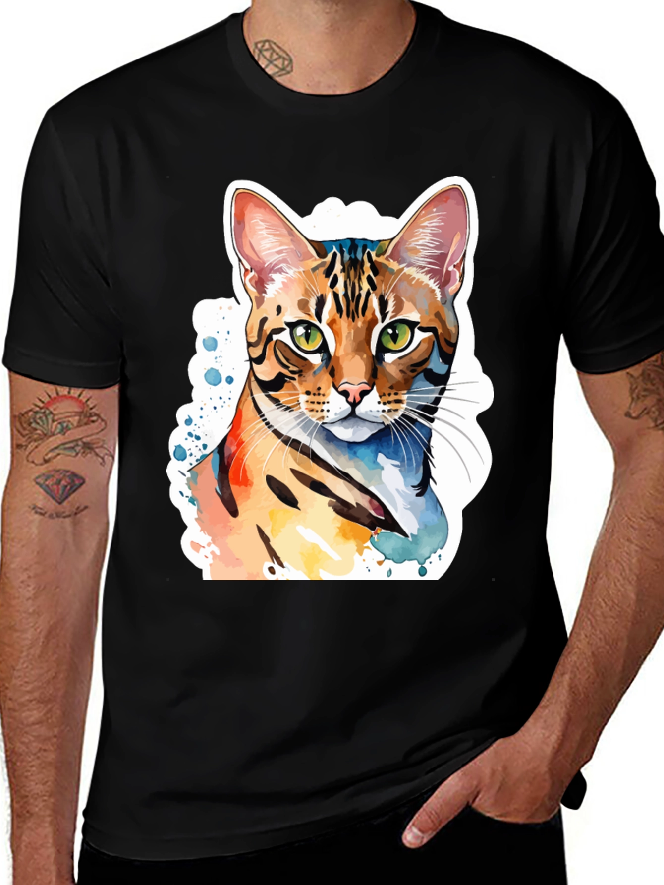 Variant 9 of Watercolor Bengal Cat Graphic Tee