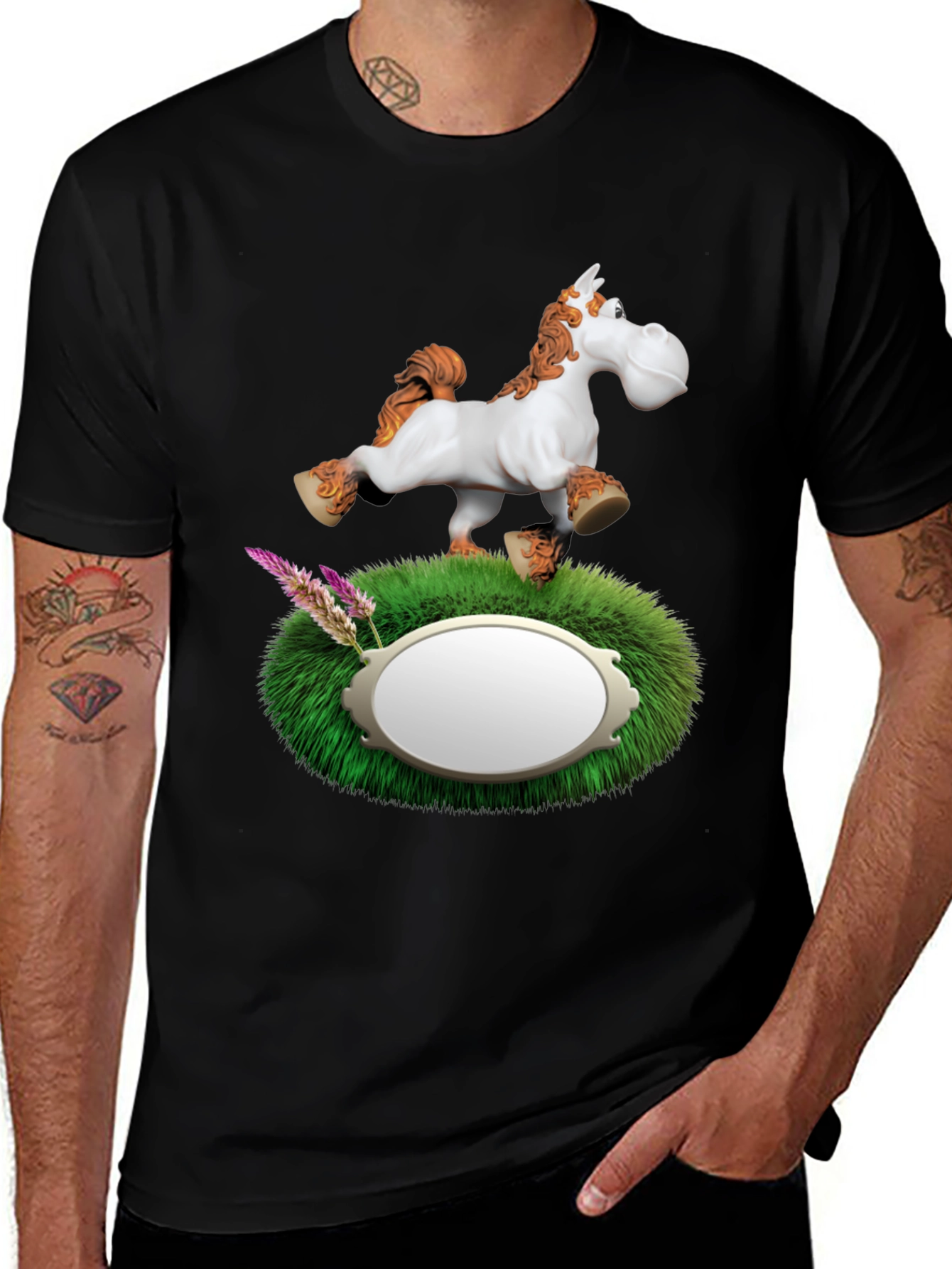Variant 9 of Cartoon Horse Graphic Tee - Unique Design