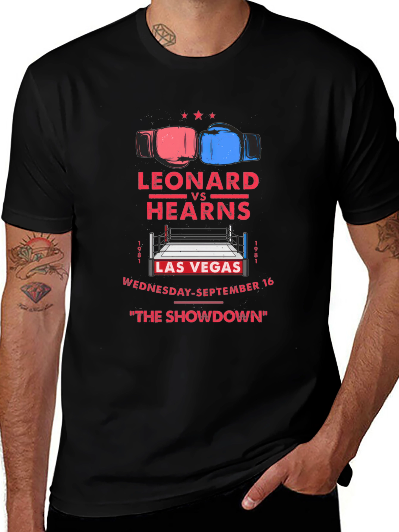 Variant 27 of Leonard vs Hearns "The Showdown" Black T-Shirt