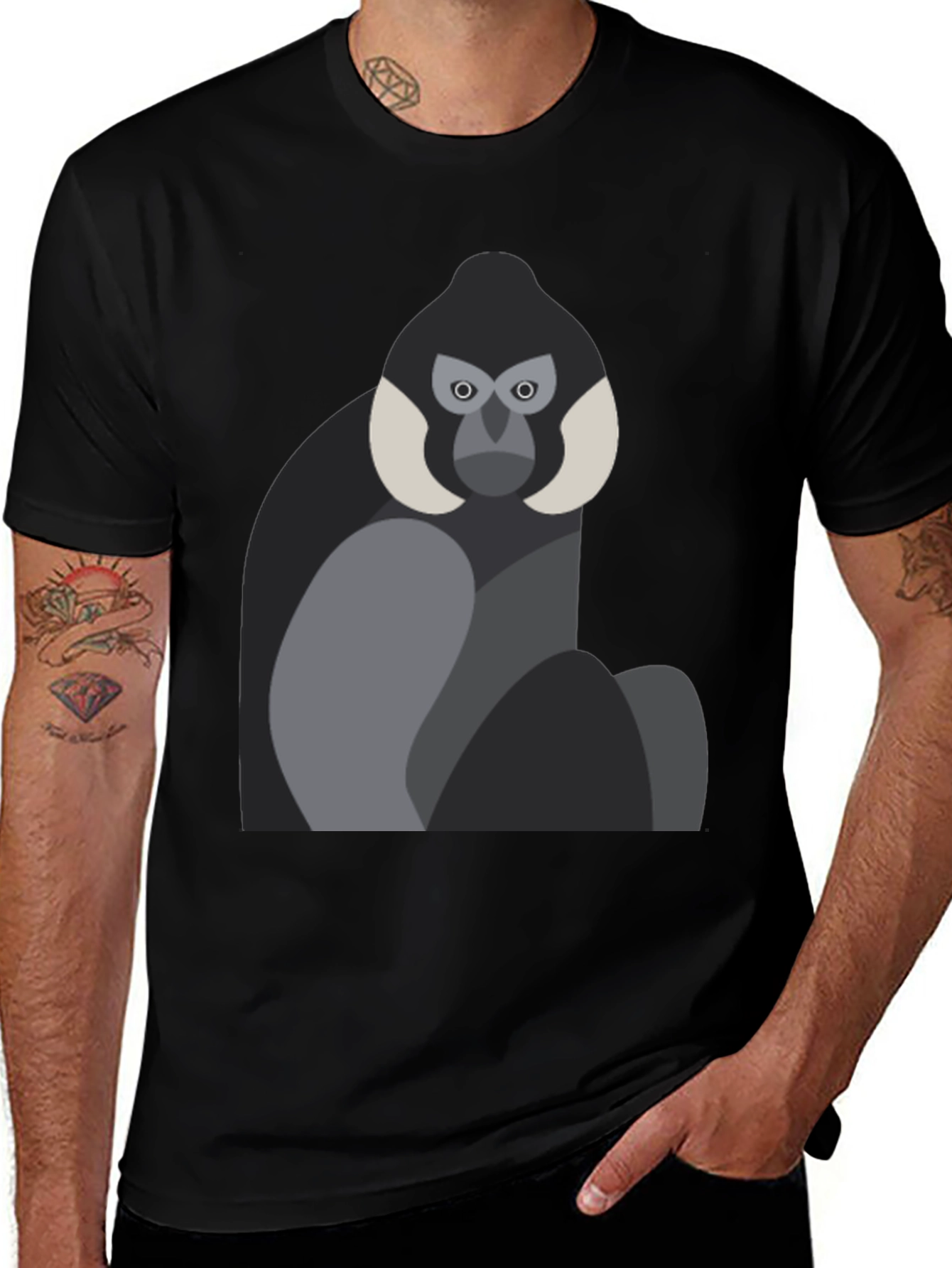 Variant 21 of Geometric Monkey Graphic Tee - Black Unisex Shirt