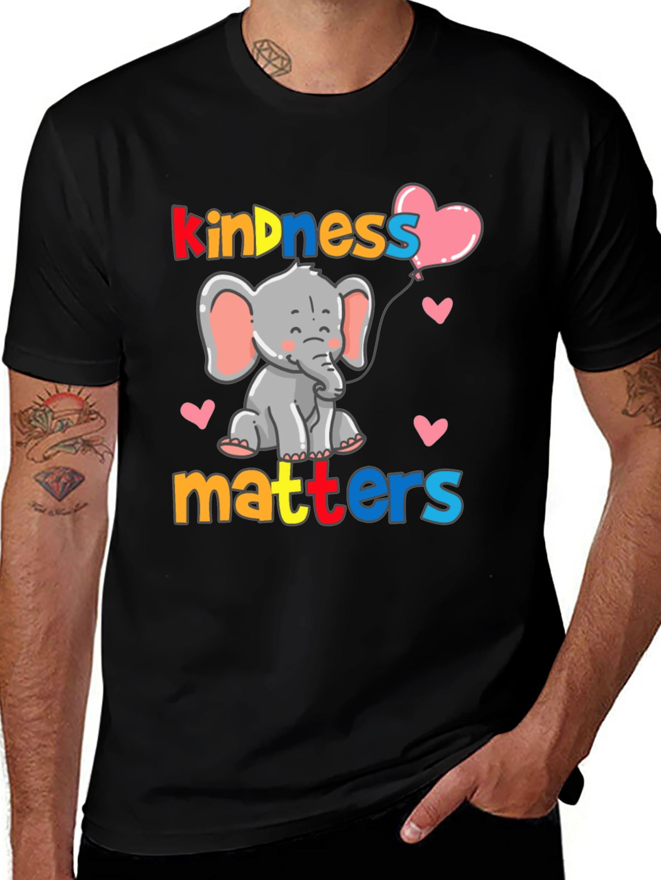 Variant 20 of Kindness Matters Elephant Graphic Tee - Soft Cotton Blend