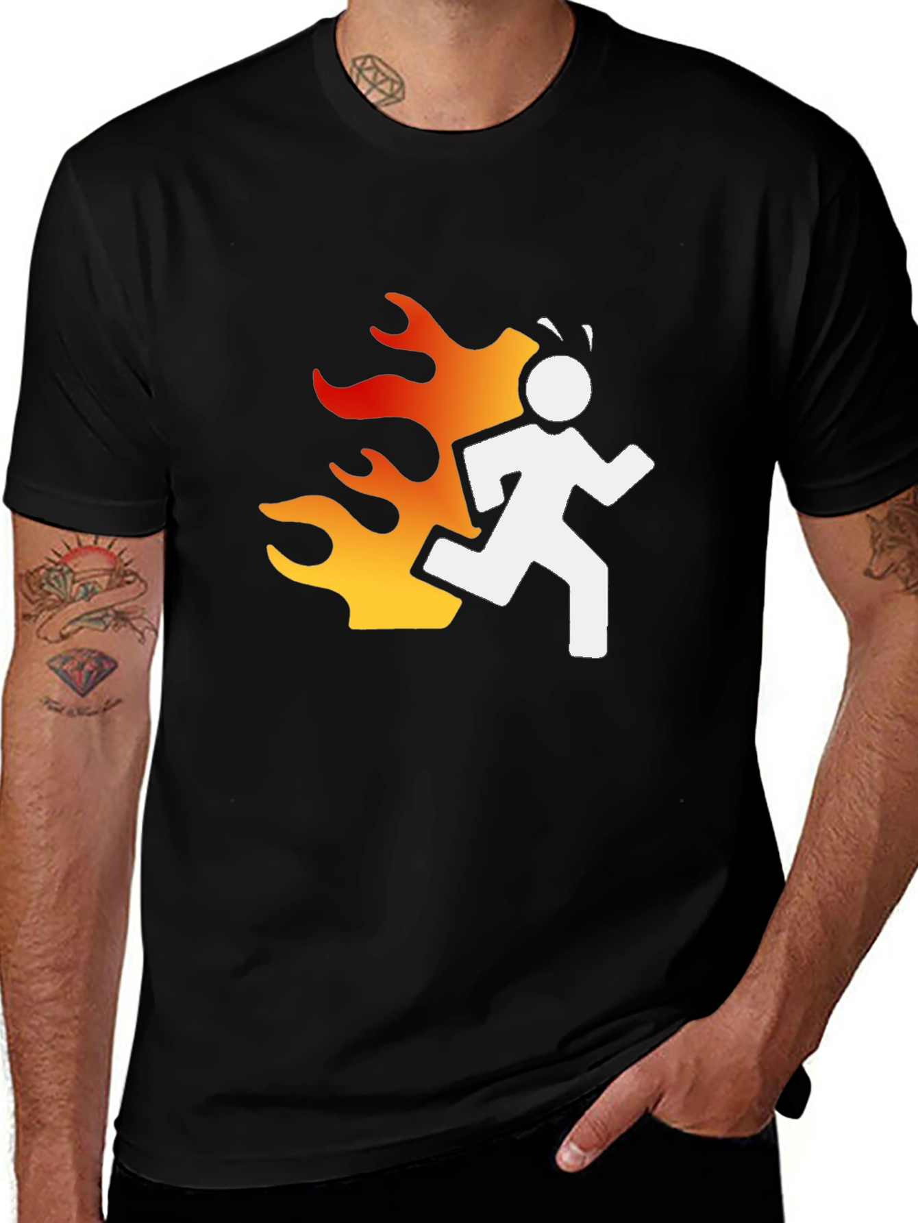 Variant 13 of Burning Man Graphic Tee - Black Cotton T-Shirt