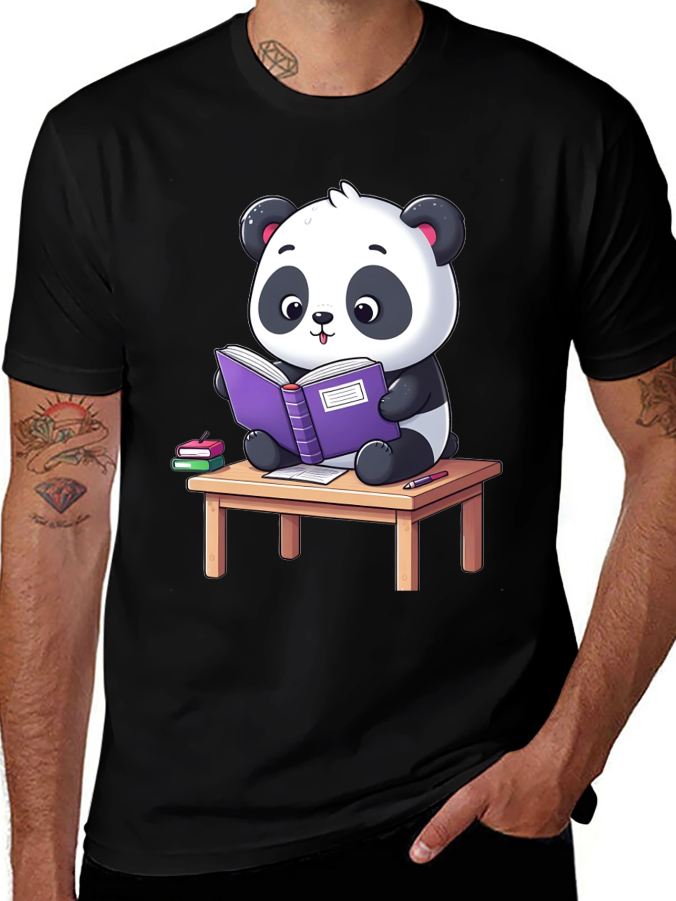 Variant 27 of Reading Panda T-Shirt - Cute Animal Graphic Tee