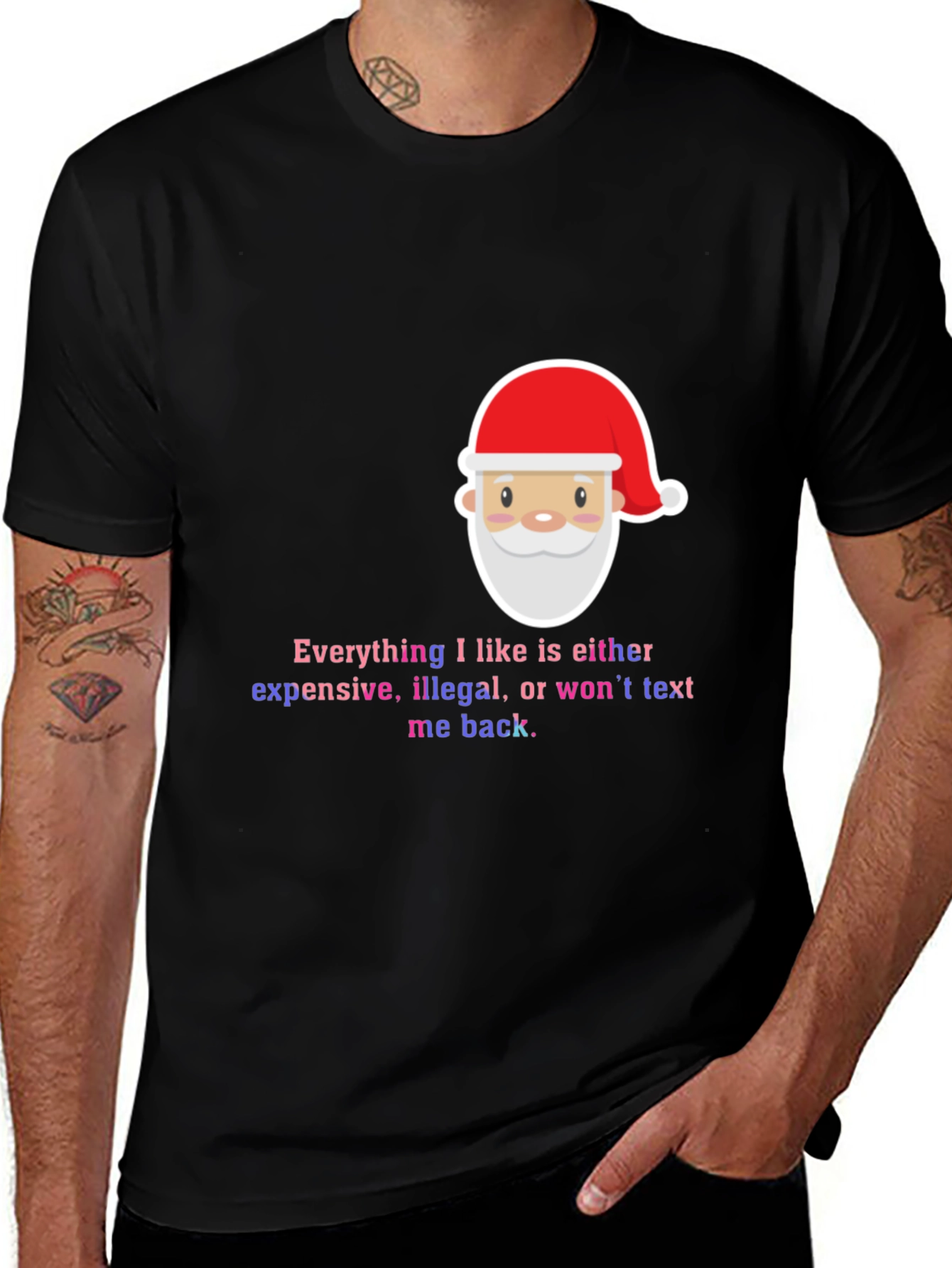 Variant 11 of Funny Santa Everything I Like Men's Black T-Shirt