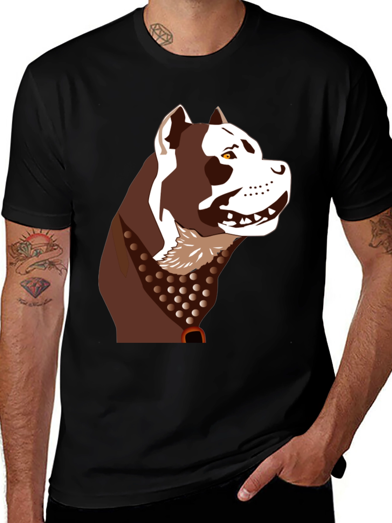 Variant 27 of Cool Pitbull Dog Graphic Print Black T-Shirt