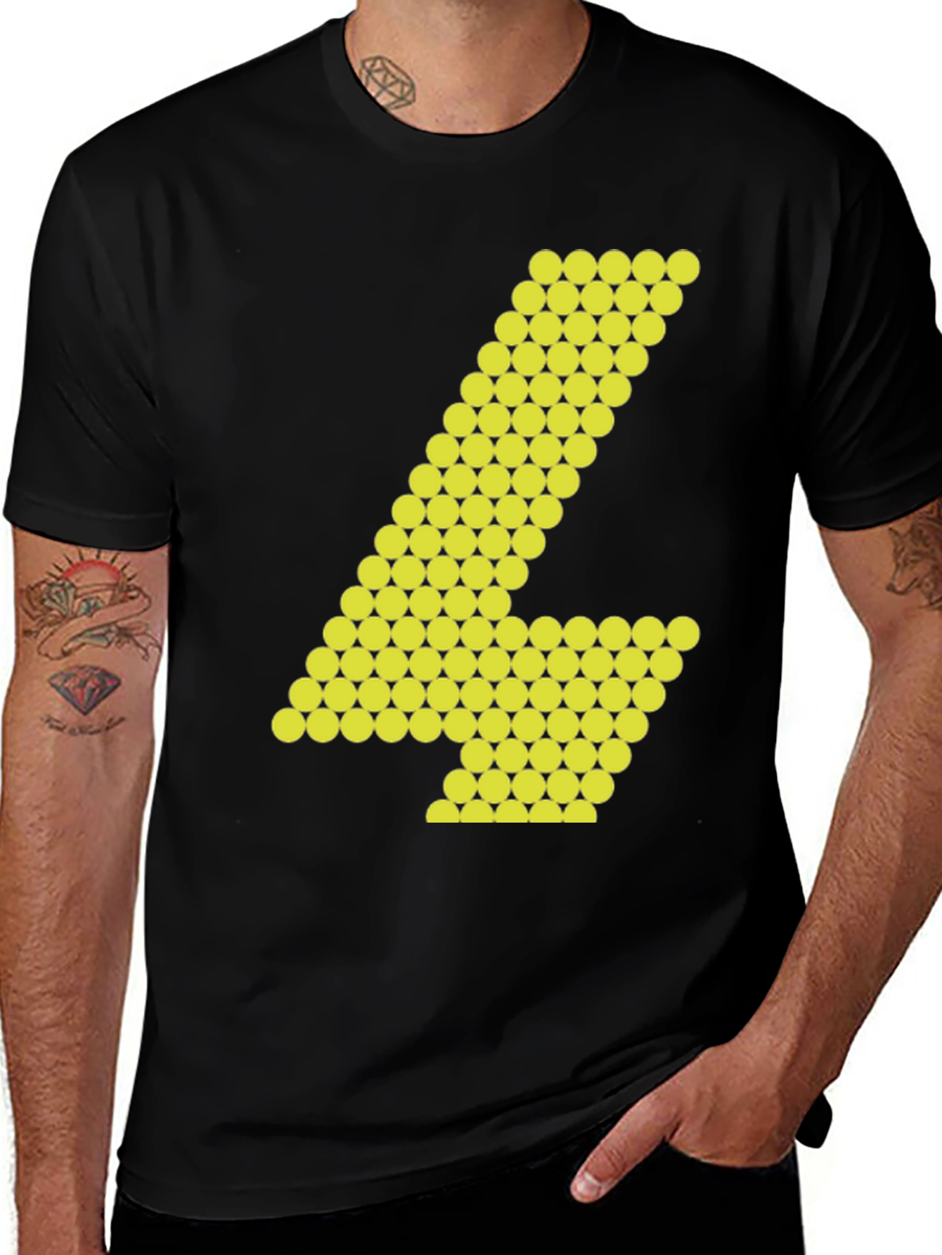 Variant 6 of Abstract Number 4 Graphic Tee - Black Cotton Shirt