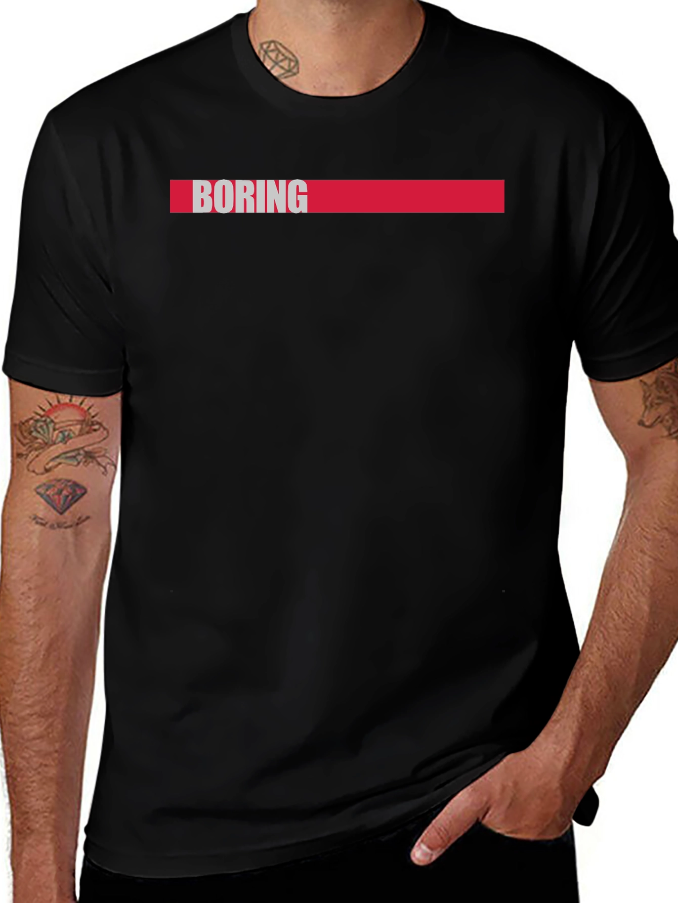Black Boring Graphic Tee - Men's Short Sleeve Crew Neck T-Shirt main image