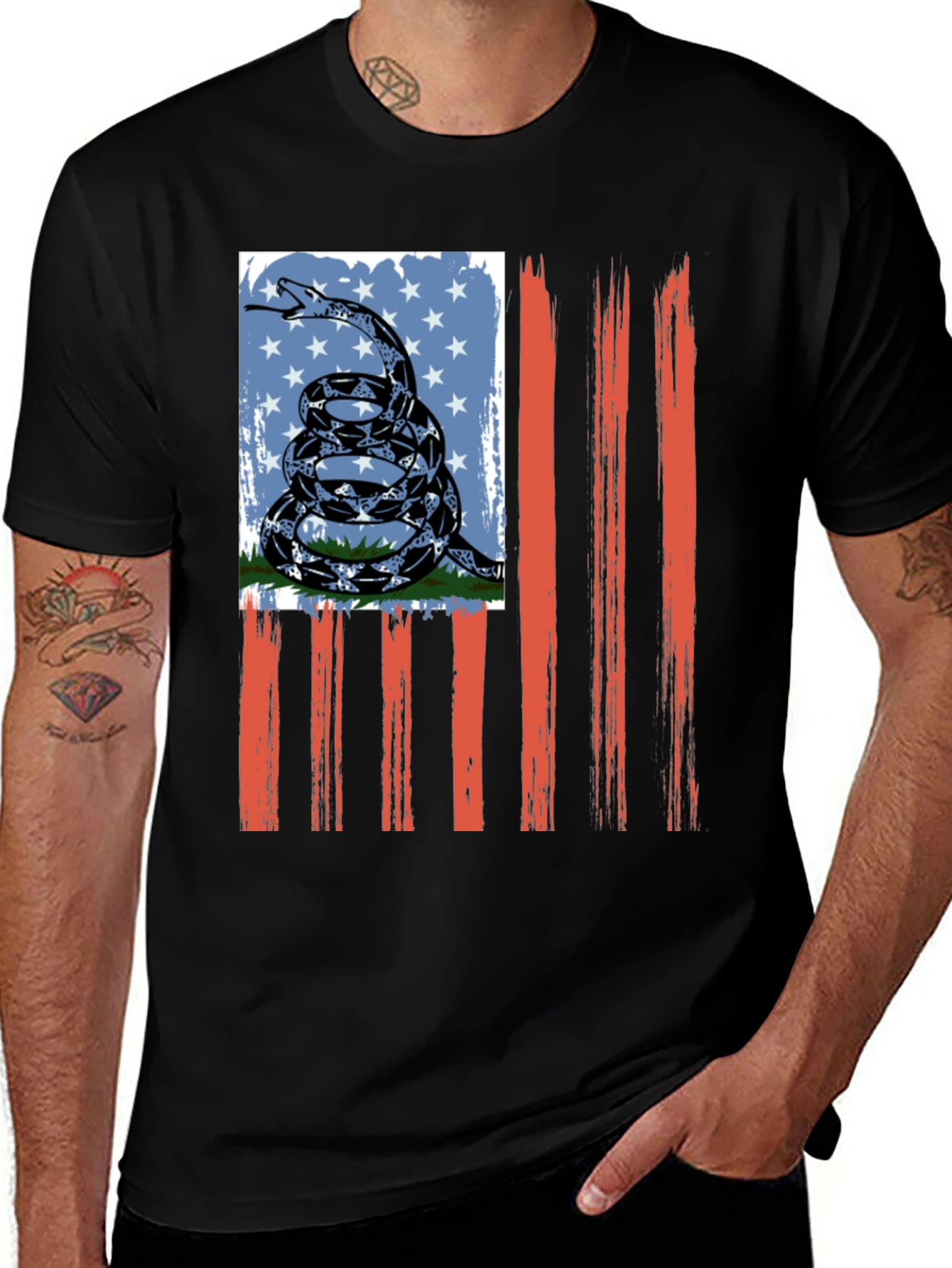Variant 5 of American Flag Snake Graphic T-Shirt