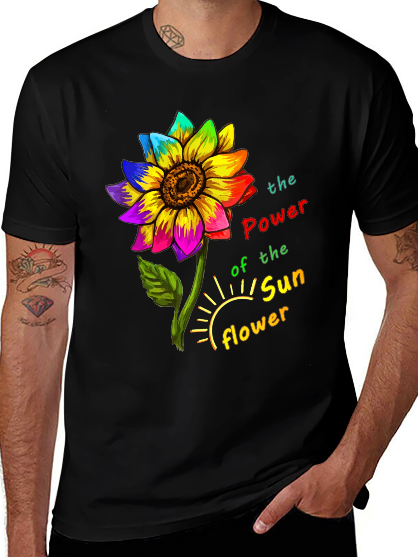 Variant 4 of Colorful Sunflower Power Graphic T-Shirt