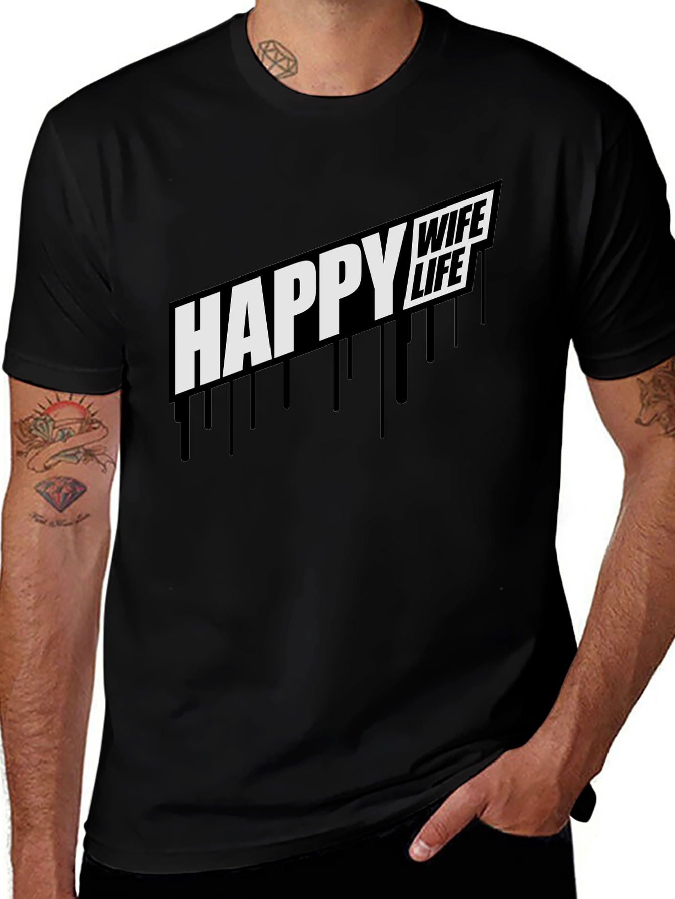 Variant 11 of Happy Wife Life Black Graphic T-Shirt