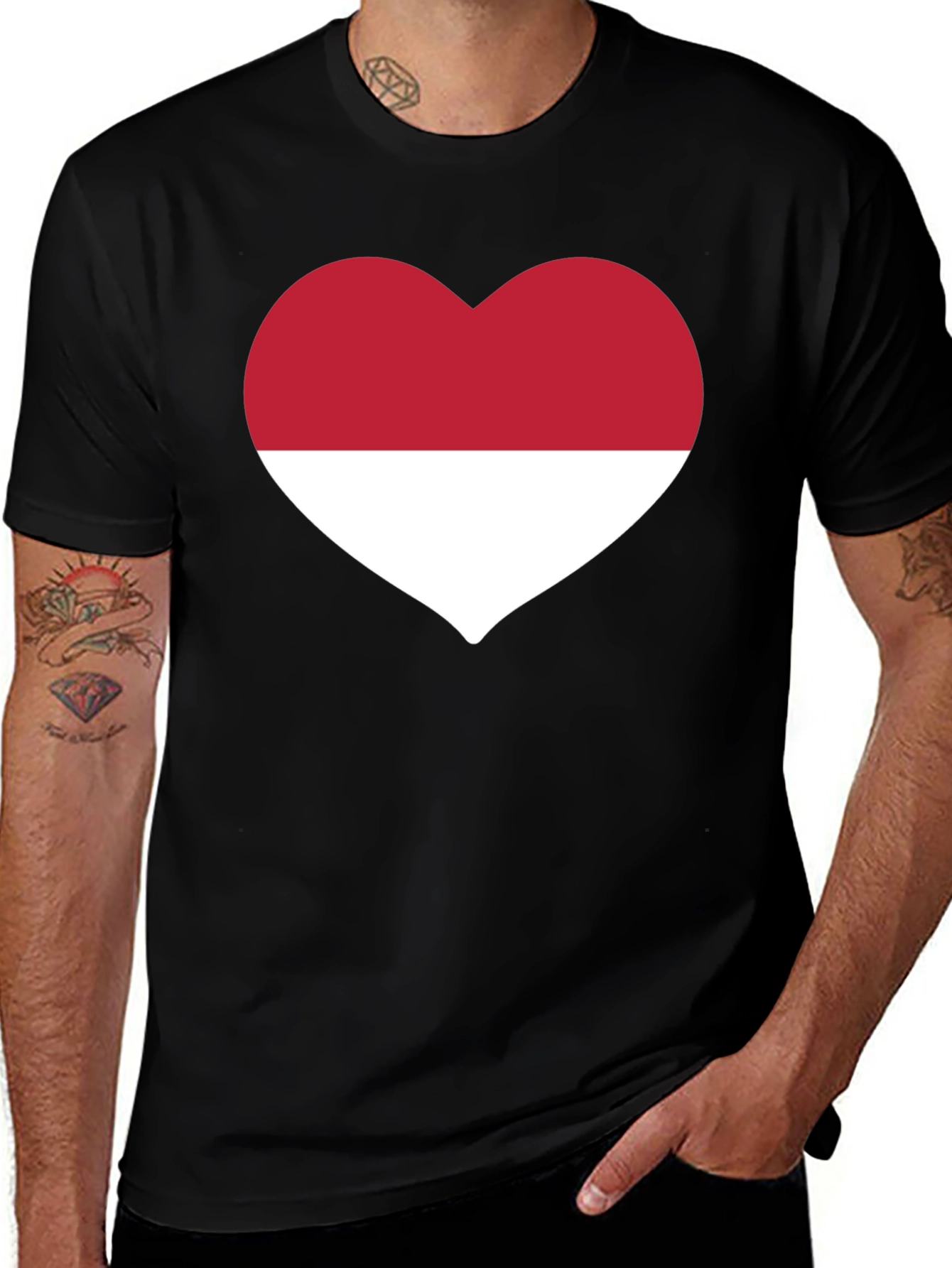 Variant 22 of Indonesia Heart Flag Black T-Shirt
