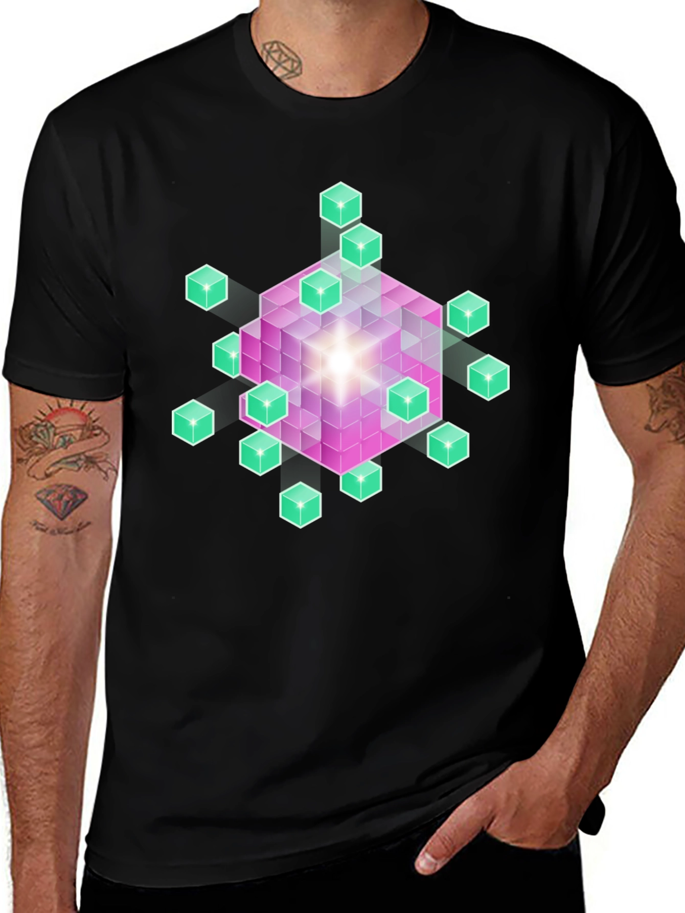 Variant 13 of Geometric Cube Graphic Tee - Abstract Design T-Shirt