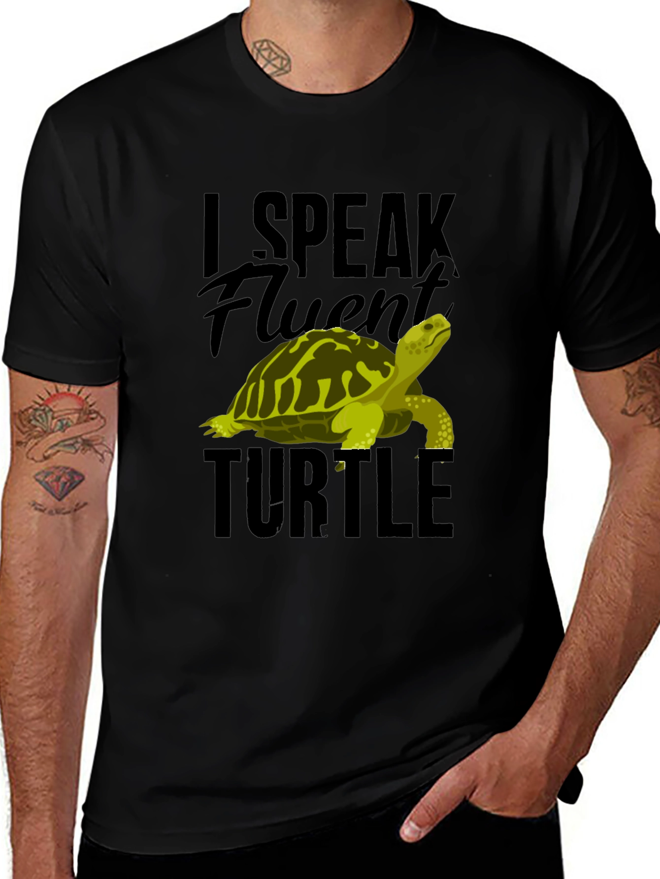 Variant 7 of I Speak Fluent Turtle Graphic Tee - Black