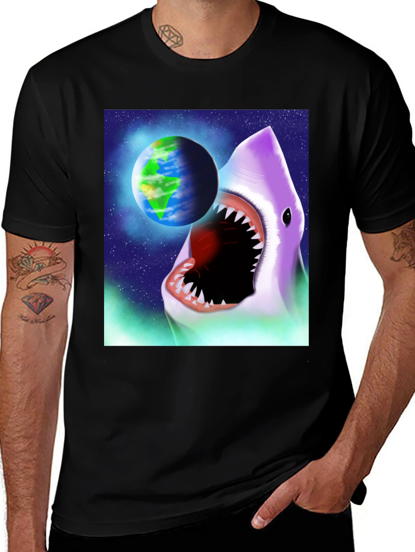 Variant 18 of Shark Eats Earth T-Shirt - Graphic Tee