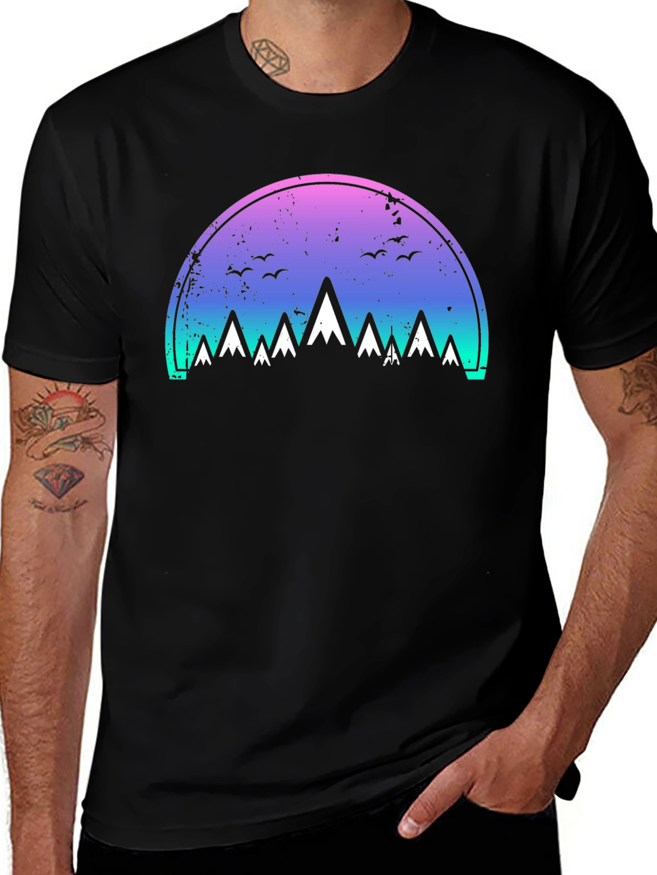 Retro Mountainscape Graphic Tee