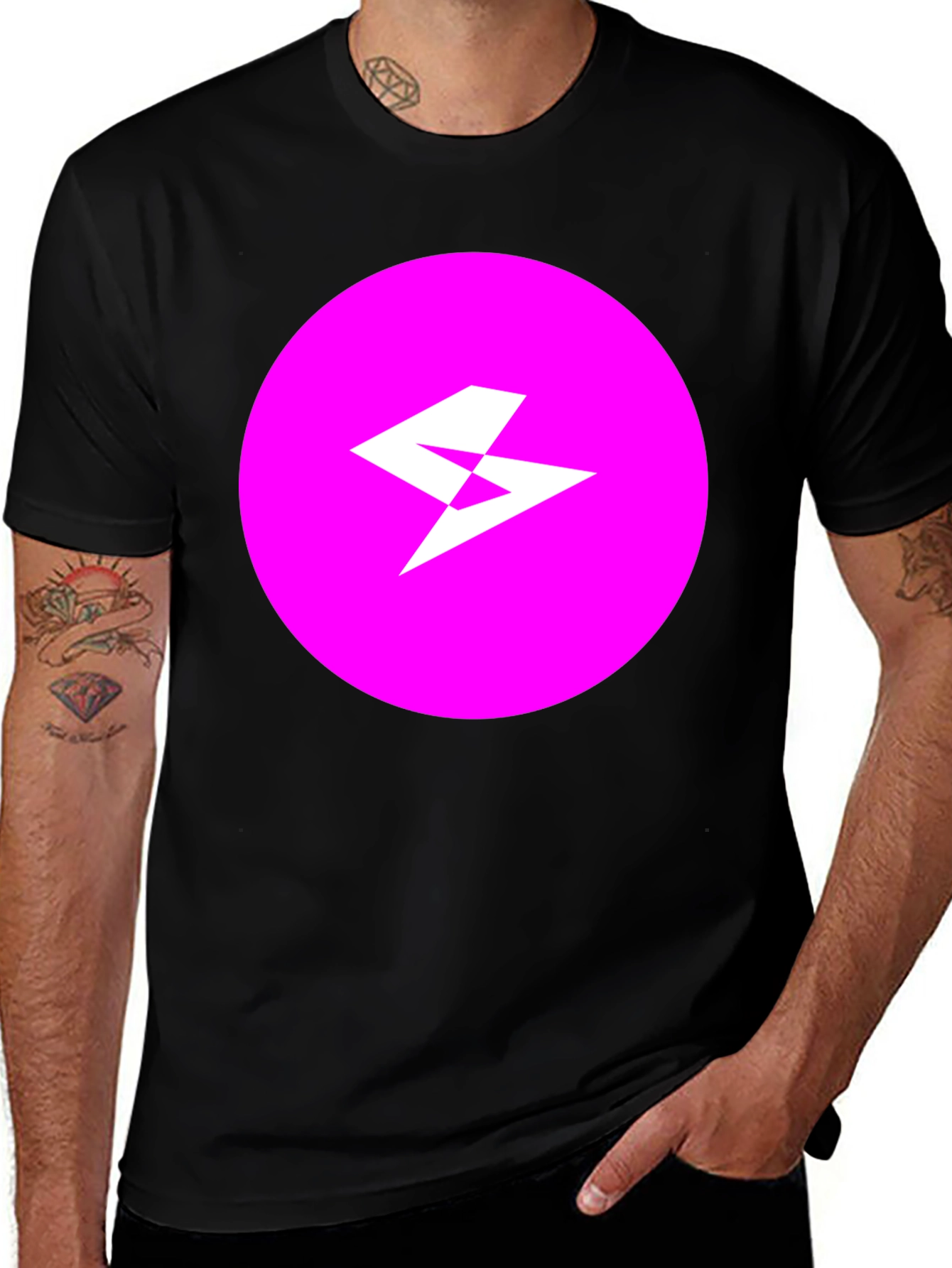 Variant 3 of Bold Logo Tee: Black Shirt with Pink Icon