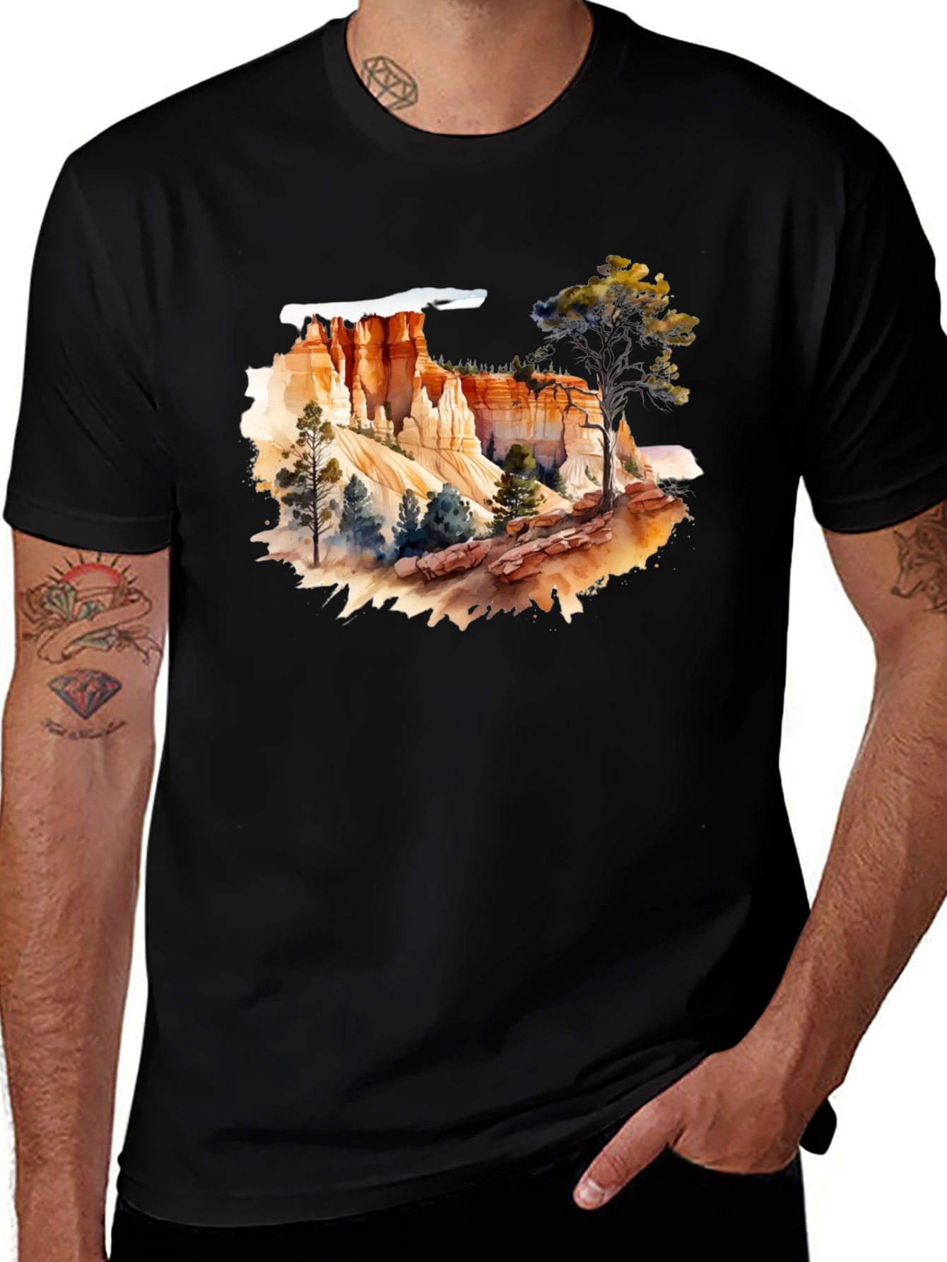 Variant 18 of Bryce Canyon Watercolor Graphic Tee - Black