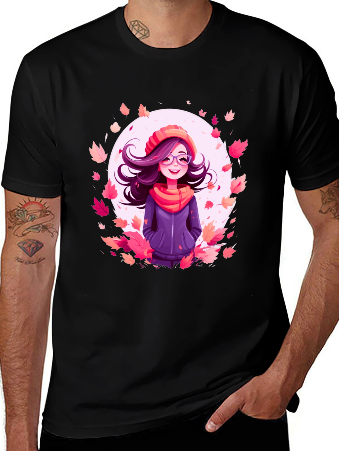 Autumn Girl Graphic Tee - Black T-Shirt