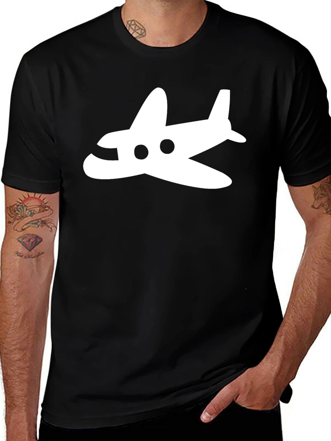 Variant 29 of Airplane Graphic T-Shirt | Black Casual Tee