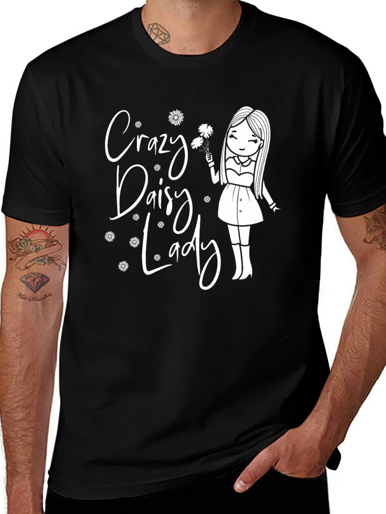 Variant 10 of Crazy Daisy Lady Graphic T-Shirt - Black