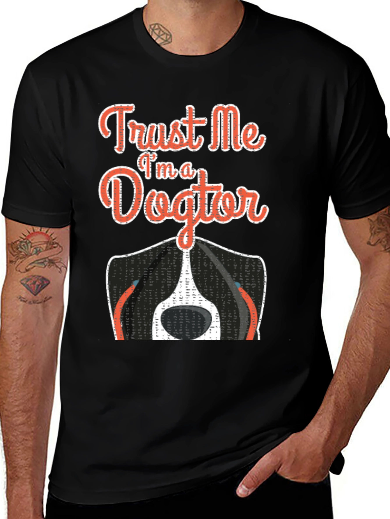Black Trust Me I'm A Dogtor Funny Dog T-Shirt main image