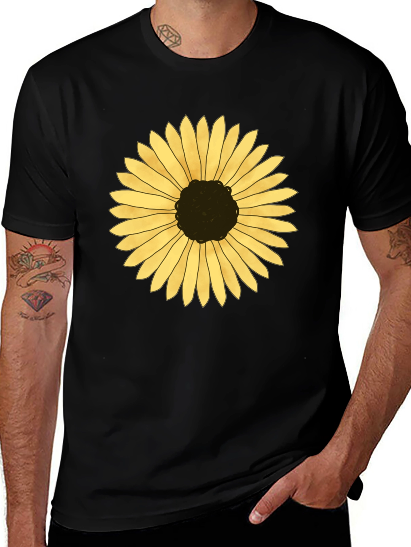 Variant 8 of Sunflower Graphic T-Shirt - Black Cotton Blend Tee