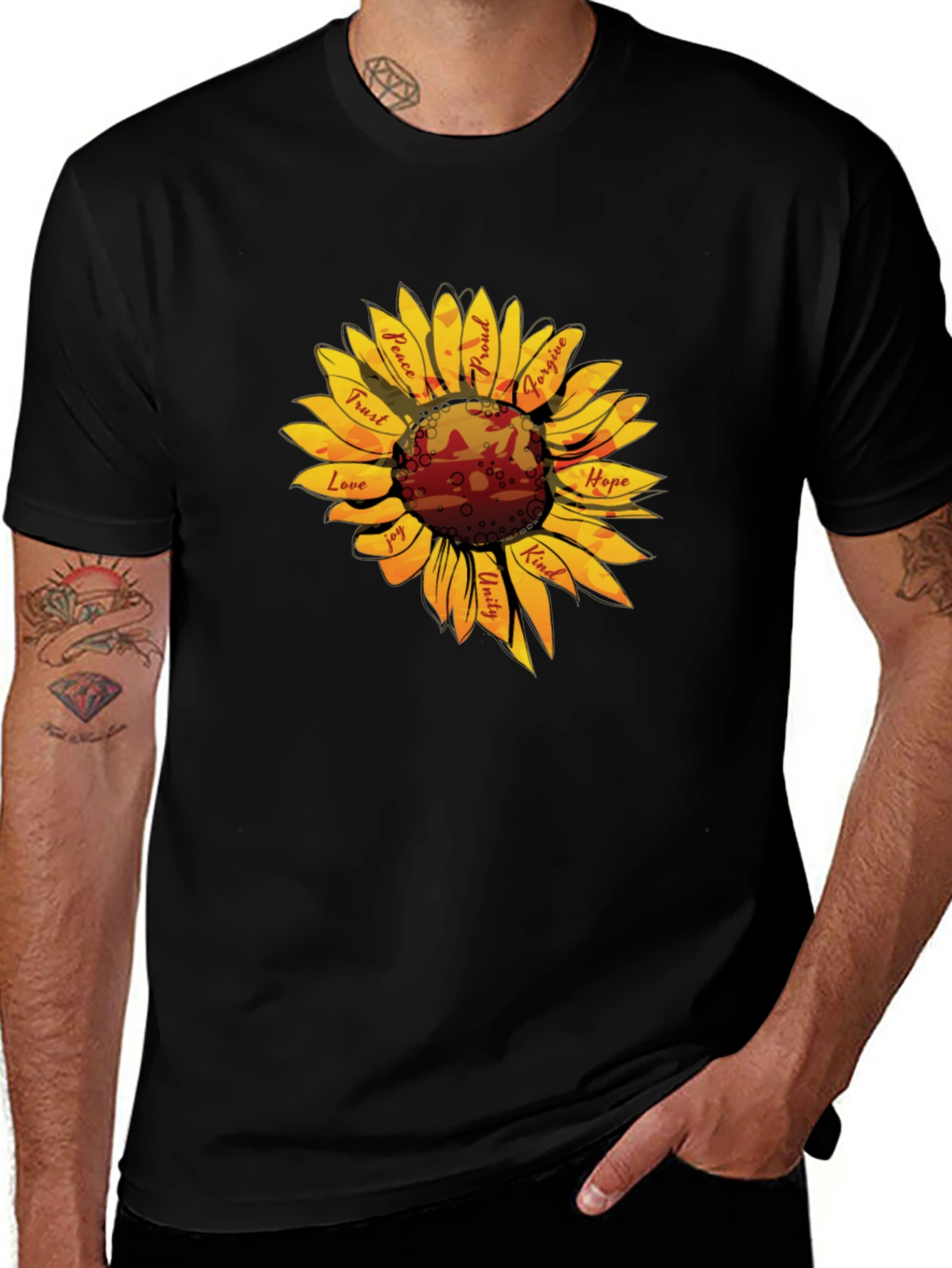Variant 20 of Sunflower Kindness Graphic T-Shirt - Black