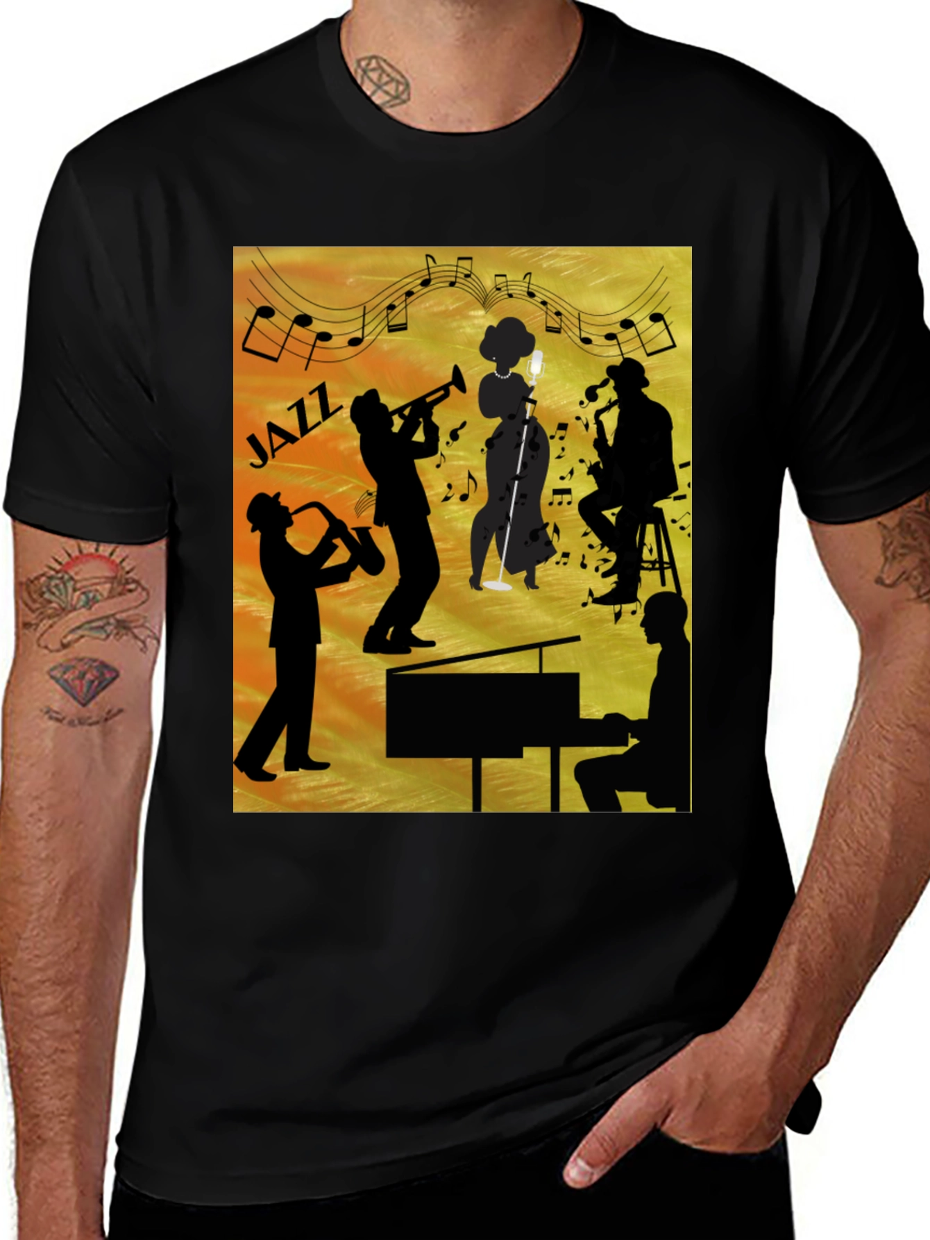 Variant 22 of Jazz Band Silhouette Graphic Tee