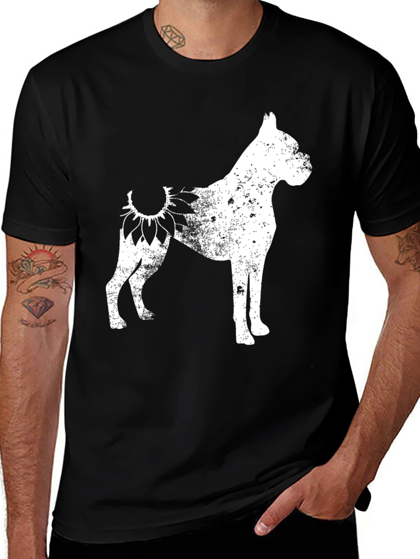 Dog Lover T-Shirt - Boxer with Sunflower Accent