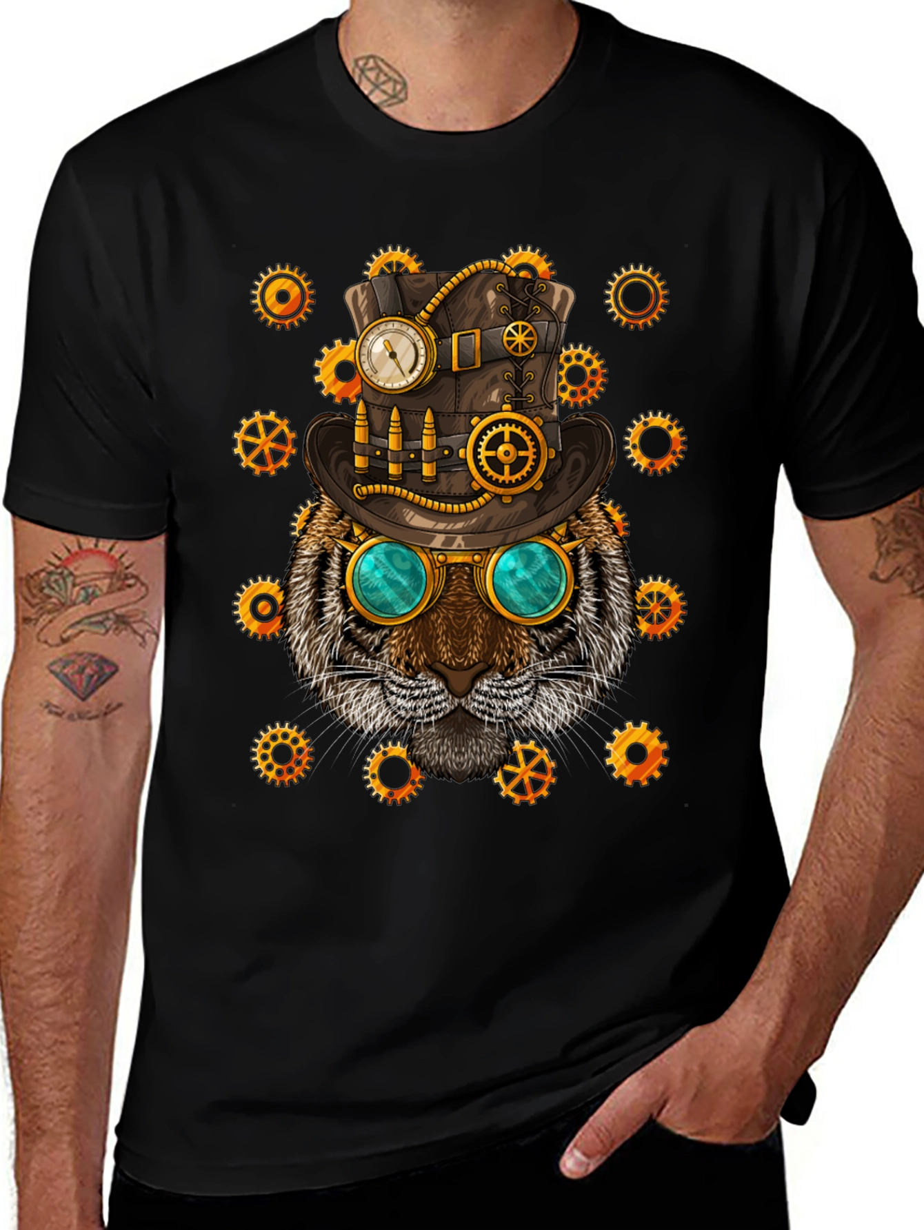 Variant 30 of Steampunk Tiger Graphic T-Shirt